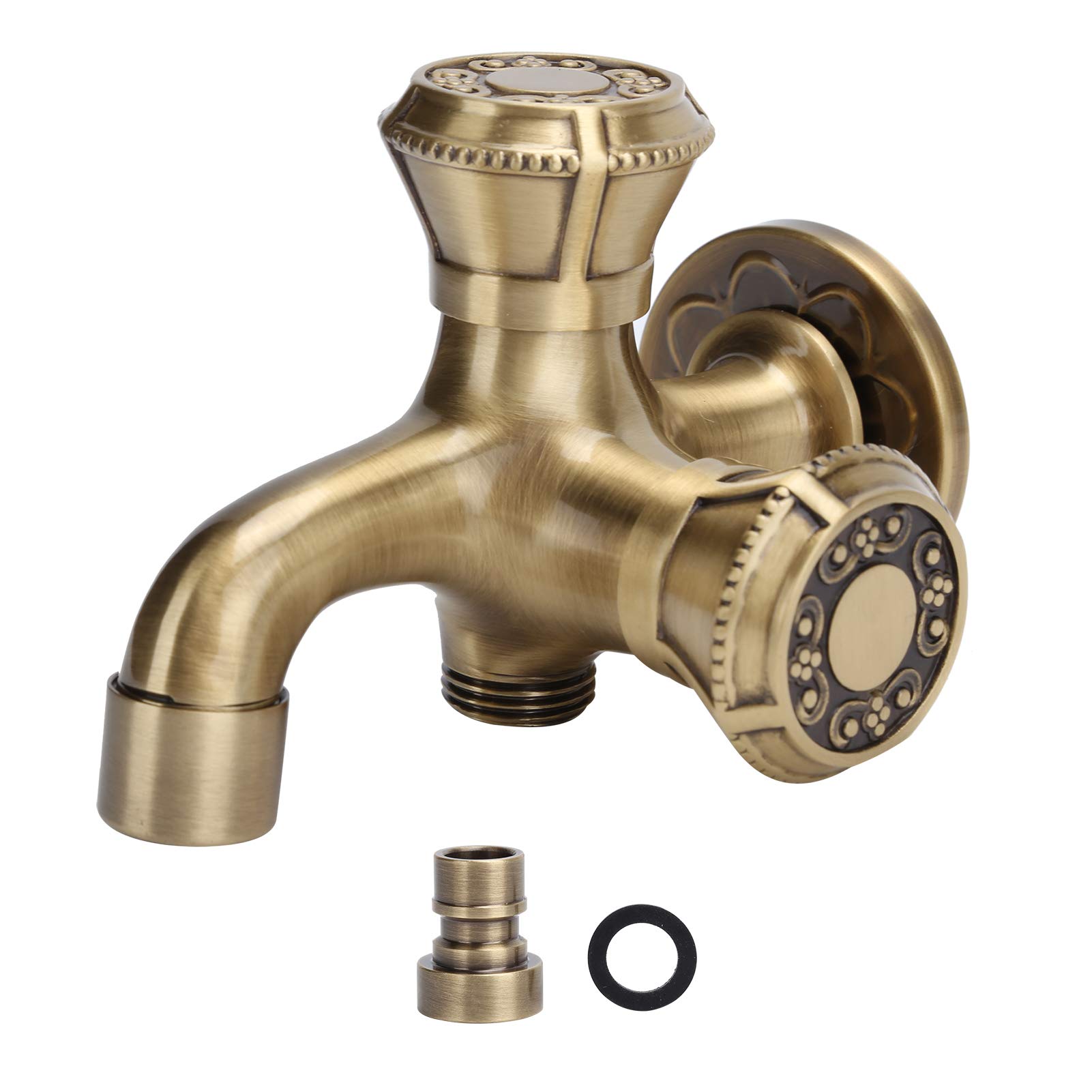 Rubinetto Vintage, Rubinetto a Parete G1/2" Rubinetto in Ottone Antico per Lavatrice, Lavabo da Bagno, Giardino, Casa, Cucina | Rubinetto da Vintage in ottone massiccio con attacco a parete per Lavatrice, Lavabo da Bagno, Giardino, Casa, Cucina