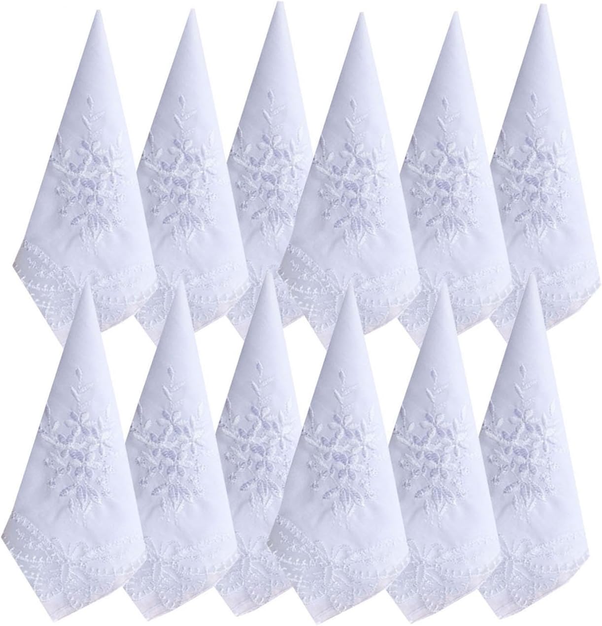 BonjourMrsMrLadies/Womes White Embroidery Cotton Handkerchiefs Wedding Hankies