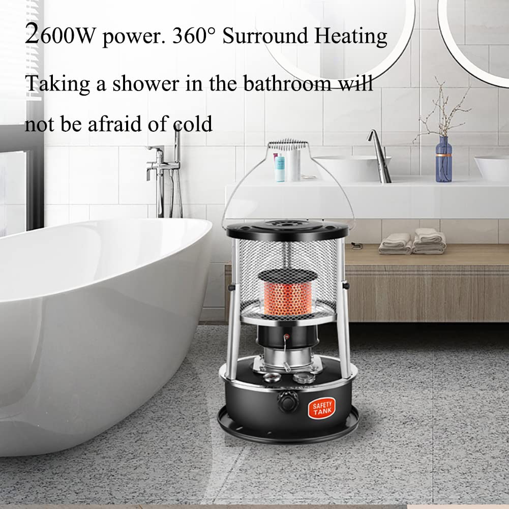 Riscaldatore a Cherosene per Interni da 9000 BTU/H, riscaldatore Portatile per Stufa a Cherosene per Esterni, con 4 stoppini, per Campeggio/Patio/terrazza/casa, 4,5 l (B 1)