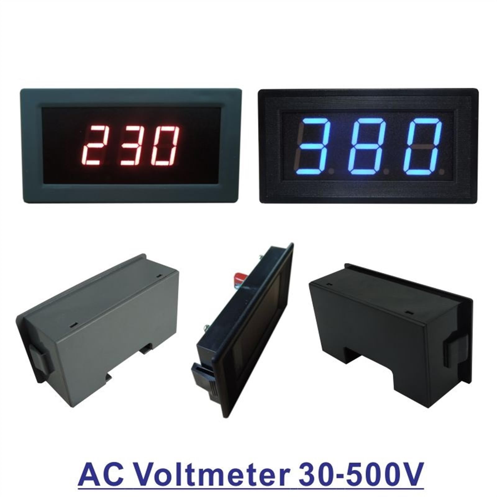 Voltímetro de CA 30-500V medidor de voltaje 0,56 ''0,8'' LED Monitor de voltaje Digital AC 220V 380V voltímetro de Panel (Color : 0.56Blue(Half Black))