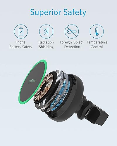 Miniatura 9 de Soporte magnético inalámbrico para cargador de coche compatible con Magsafe iPhone 15/iPhone 14/iPhone 13, accesorios magnéticos de ventilación de