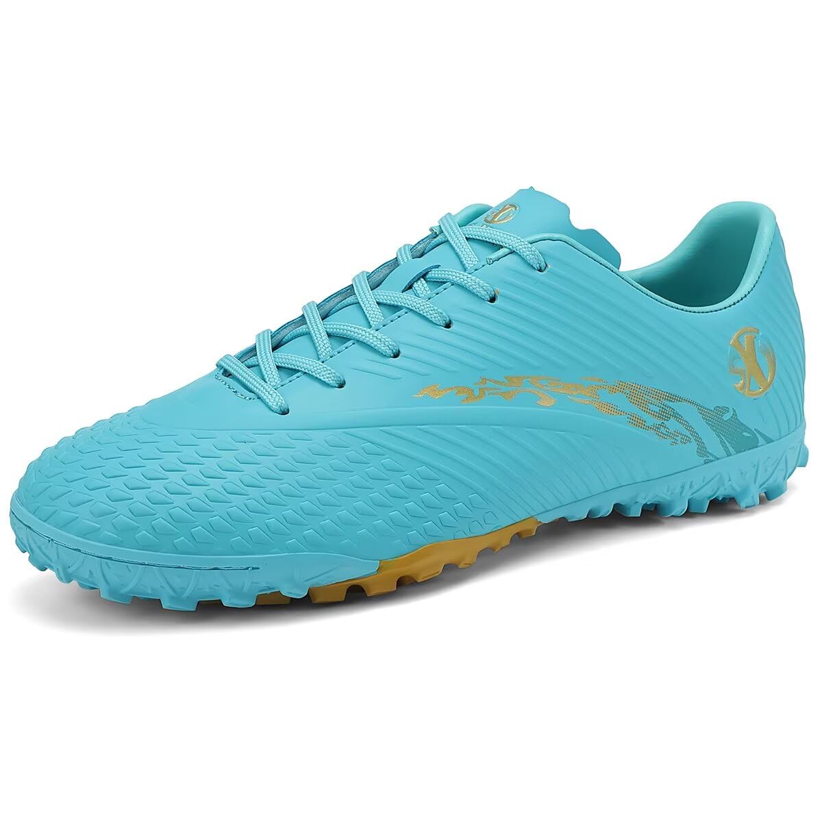 SKY WING Men And Women Soccer Shoes Adults IC or IN Flat Sole Sport Shoes Flexible Athletic Outdoor Cleats Lace Up Light Weight Training Football Shoes 43 EU Green