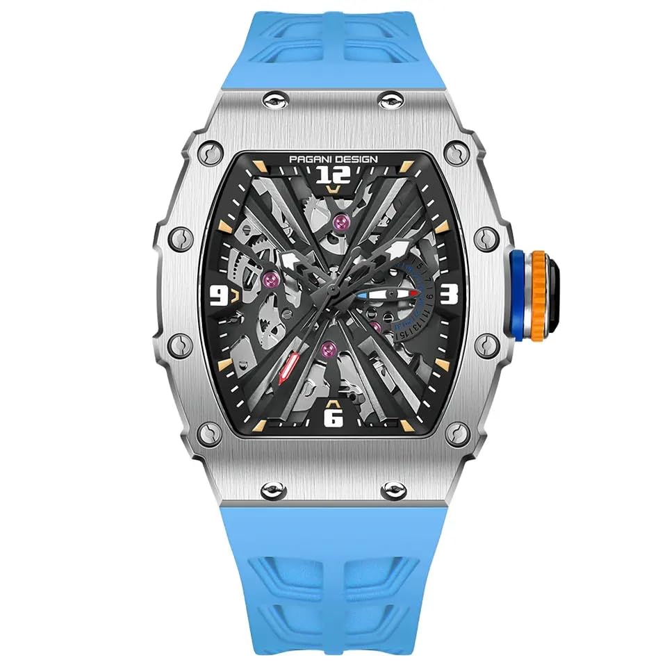 PAGANI DESIGN PD 1738 Quartz Movement Stainless Steel Skeleton Tonneau Dial Sillicon Strap Waterproof Luminous Sports Wrist Watch for Men (B0CCZ2MF7J) Amazon Price History, Amazon Price Tracker