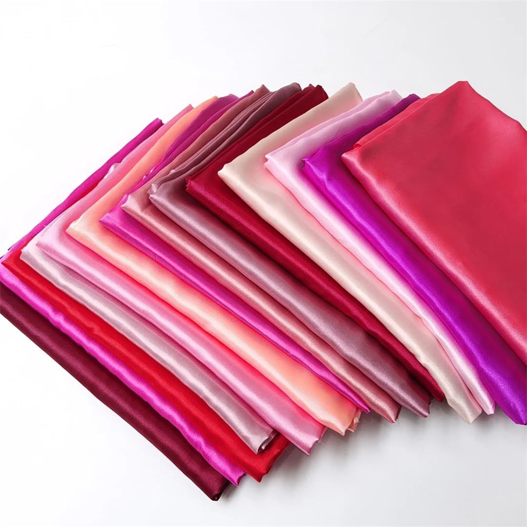 Seidiger Satin-Stoff, 1 m, 2 m, 5 m, für Schals, Bastelarbeiten, Rosa, Rot
