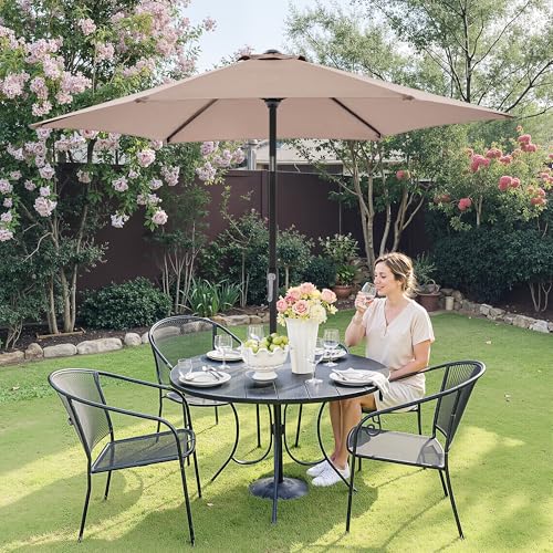 OLIXIS 7.5ft Patio Umbrella with Tilt and Crank Button & 6 Sturdy Ribs Waterproof, 7.5 Feet Patio Table Umbrella Sun Shade for Poolside, Terrace, Beach and Outdoor Restaurant, Khaki — view 6
