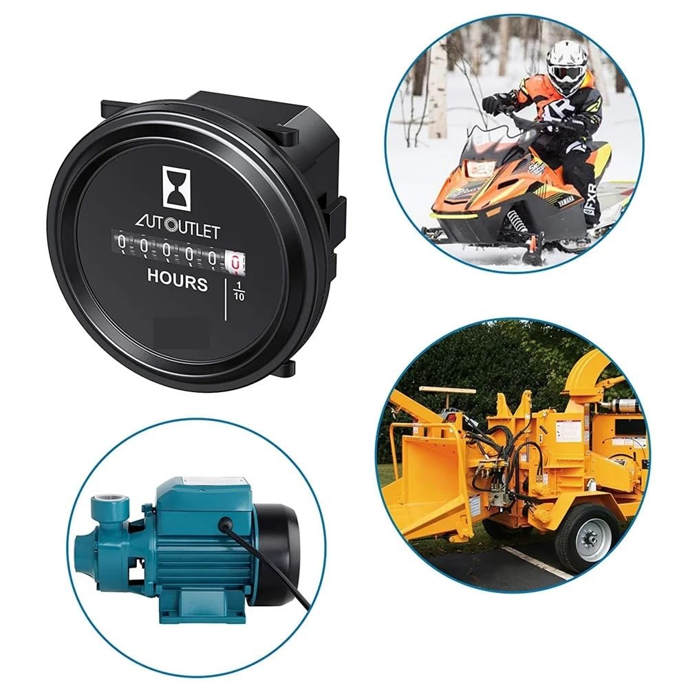 Mechaniczny okrągły licznik godzin AC/DC 6 V-80 V kwarcowy 2 Cal licznik godzin pasuje do łodzi Auto ATV skuter śnieżny kosiarka czujnik położenia sprzęgła