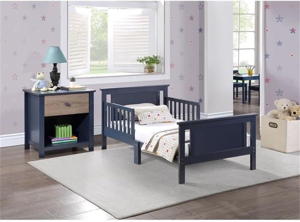 Olive & Opie Connelly Toddler Bed Midnight Blue & Vintage Walnut