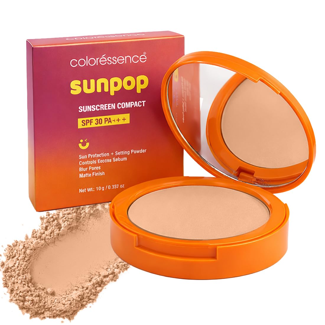 COLORESSENCE Sunpop Sunscreen Compact Powder SPF 30 PA+++, Beige, 10gm with FREE Applicator Puff | Blur Pores | Oil Control | Matte Finish | For All Skin Types-picture-24