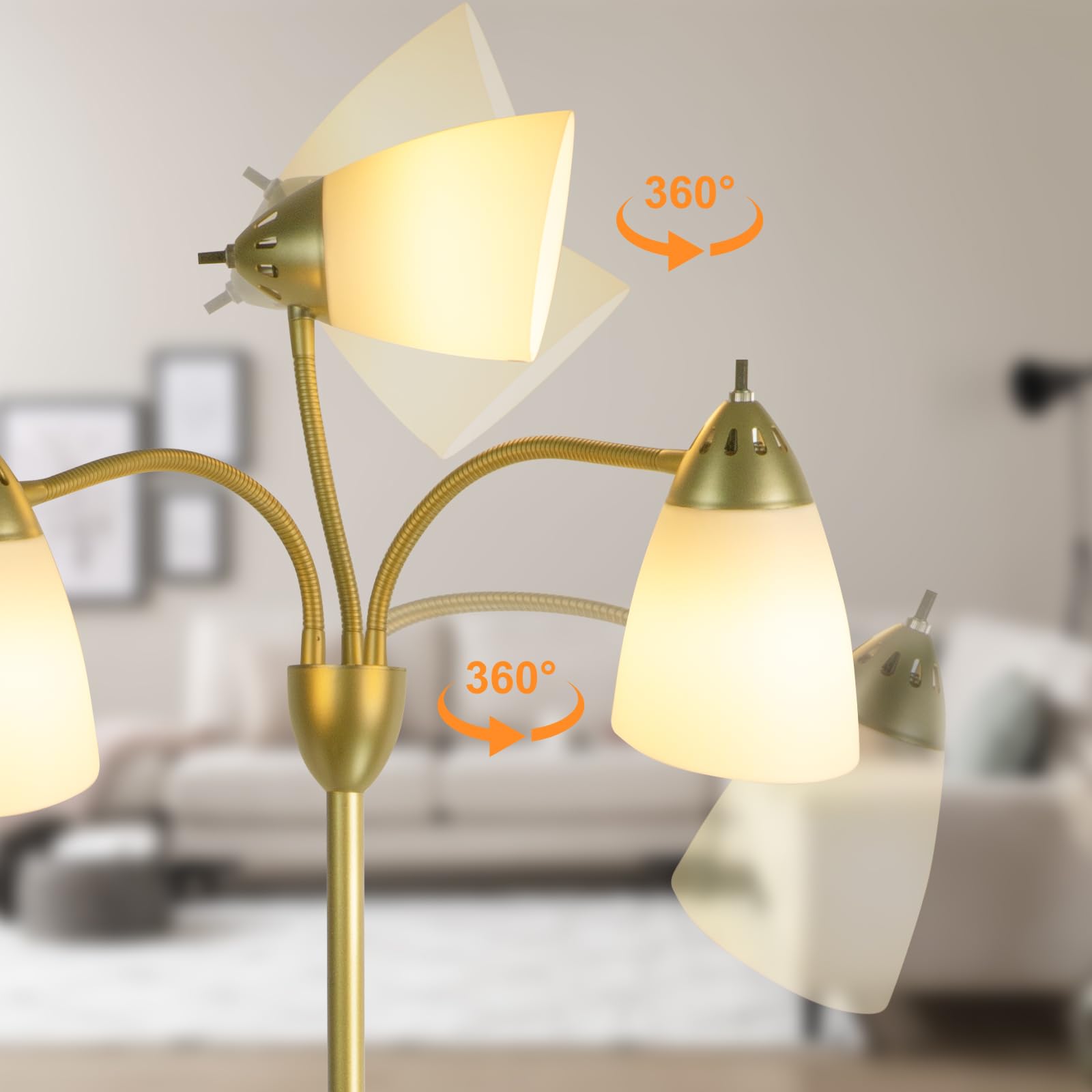 Depuley - Lampada a stelo a LED con attacco E27, luce bianca calda, stile moderno, con sfera in vetro bianco e interruttore a pedale, 3000 K, protezione per gli occhi, sala da