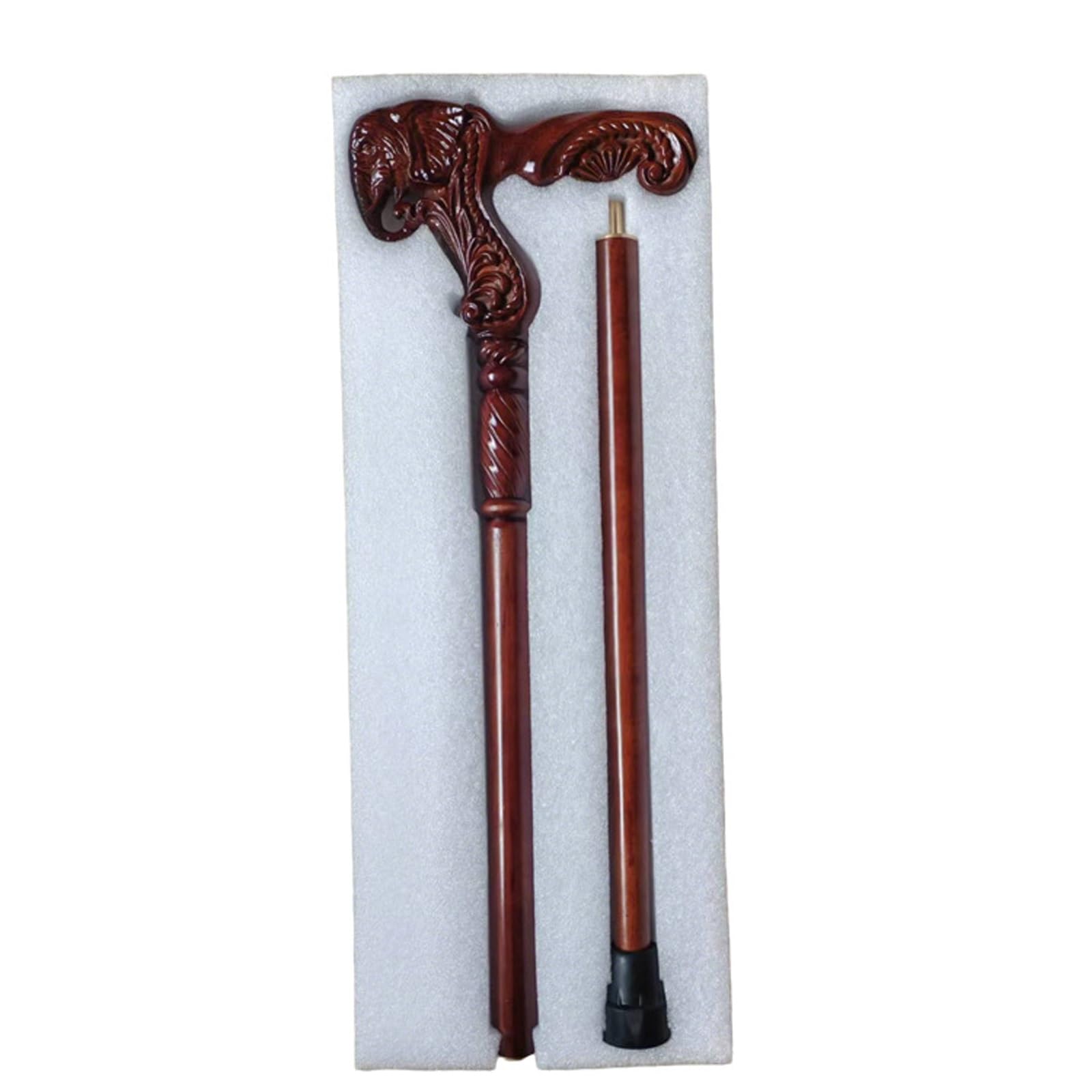 Bastón de Caminar Madera Roja con Cabeza Elefante Tallada A Mano – Ornato pour Hombres y Mujeres Ancianos, Decorativo pour La Colección