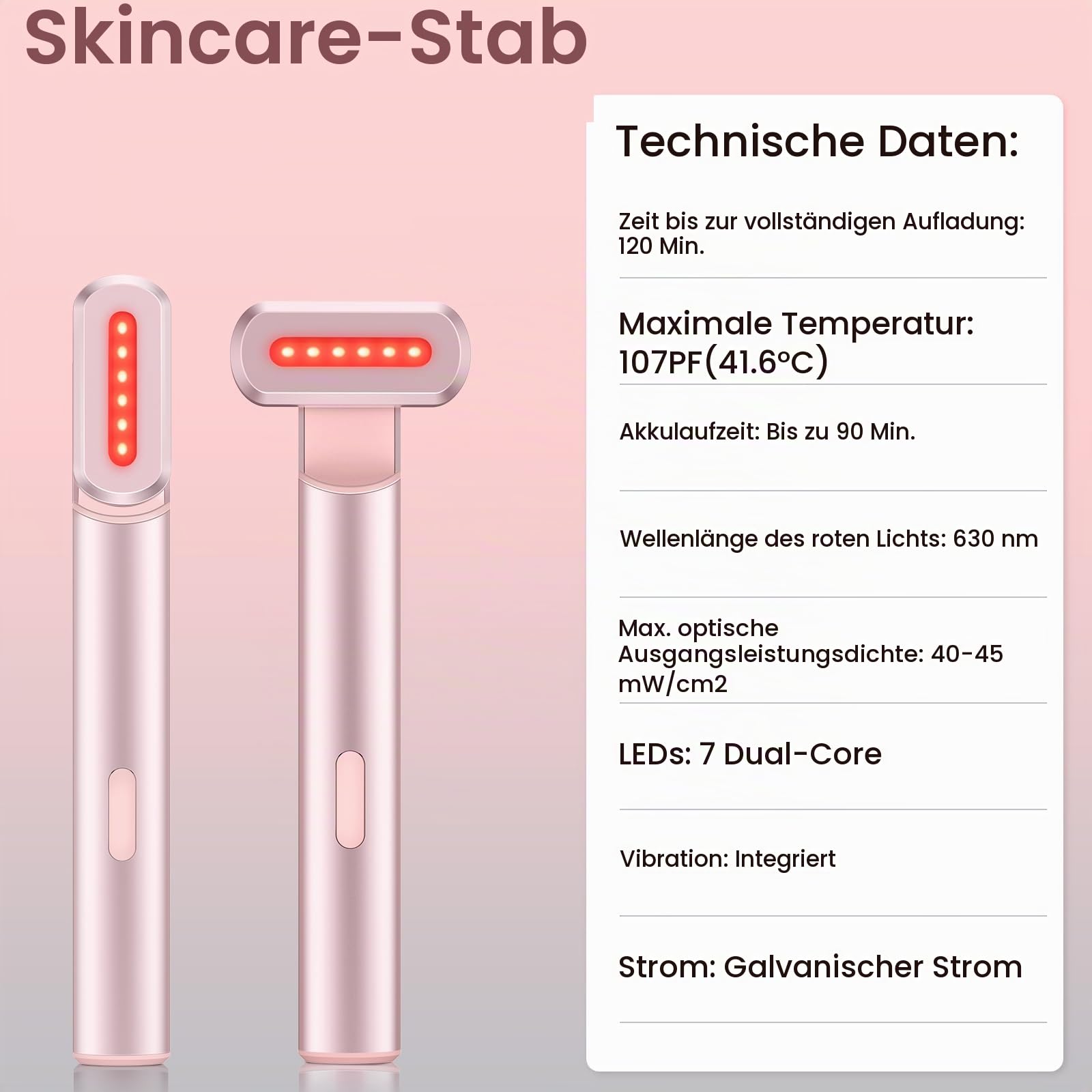 4-in-1-Lichttherapiestab, Rotlichttherapie für Gesicht und Hals, Mikrostrom-Gesichtsgerät für Anti-Aging, Gesichts- und Augenmassagegerät, Hautpflege