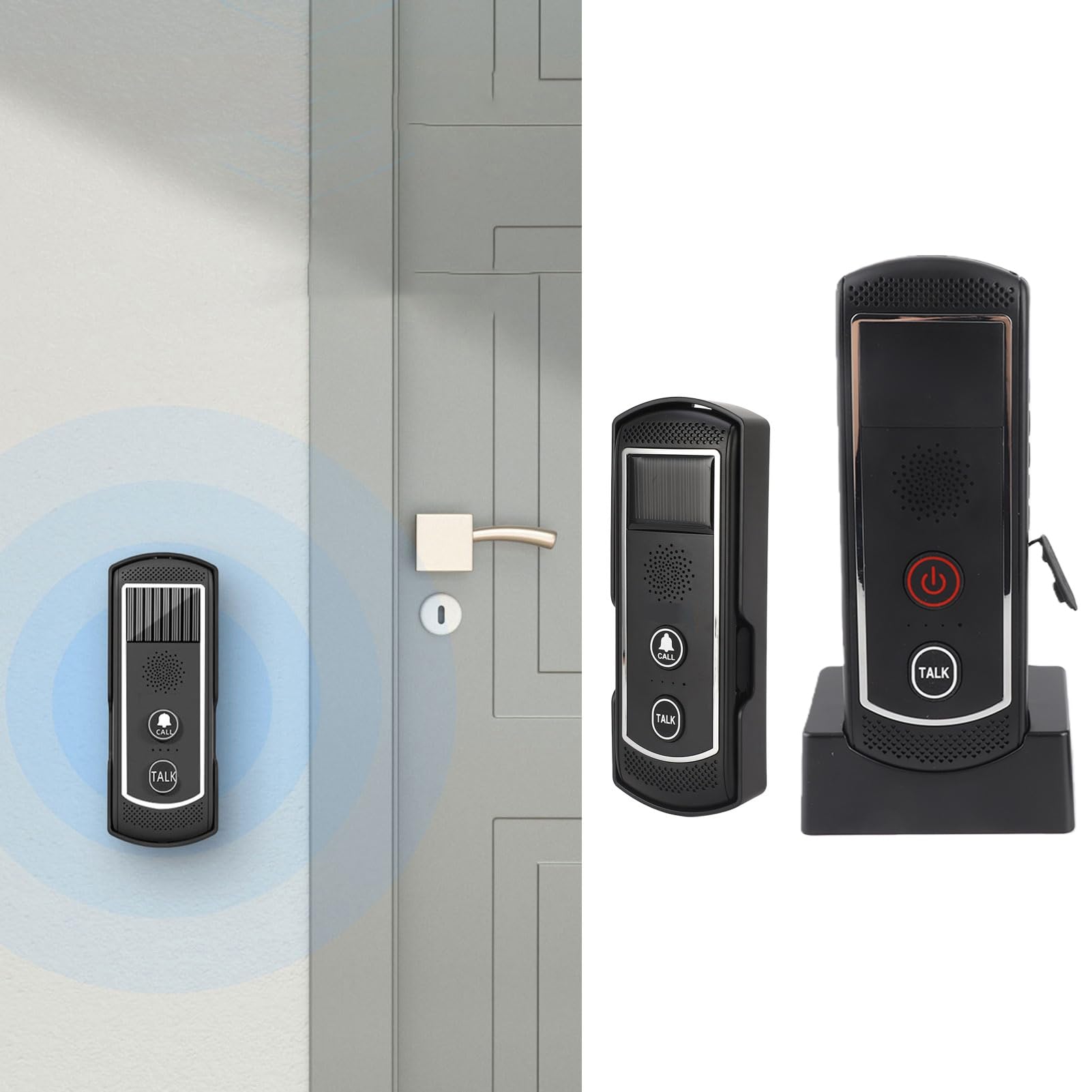 Solaire sans Fil, Sonnette de Porte, Longue Distance de 2000m, pour une Couverture Plus Large, alimenté par Batterie Solaire, 16 Canaux, 3 Niveaux de Volume, IP44