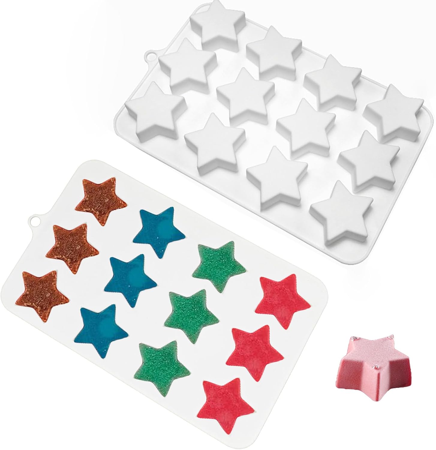 Star Chocolate Mold Star Shape Candy Gummy Jello Pudding Soap Cookie Silicone Molds Fourth Of July Silicone Mold for Baking (1pcs)