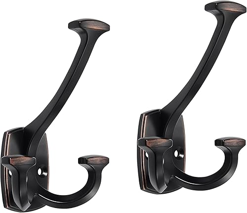 Miniatura 5 de Ganchos de Bronce Frotado al Aceite Grandes Montados en la Pared, Decorativos, de Doble Cara, Sólidos y de Alta Resistencia para Colgar Toallas, Oil