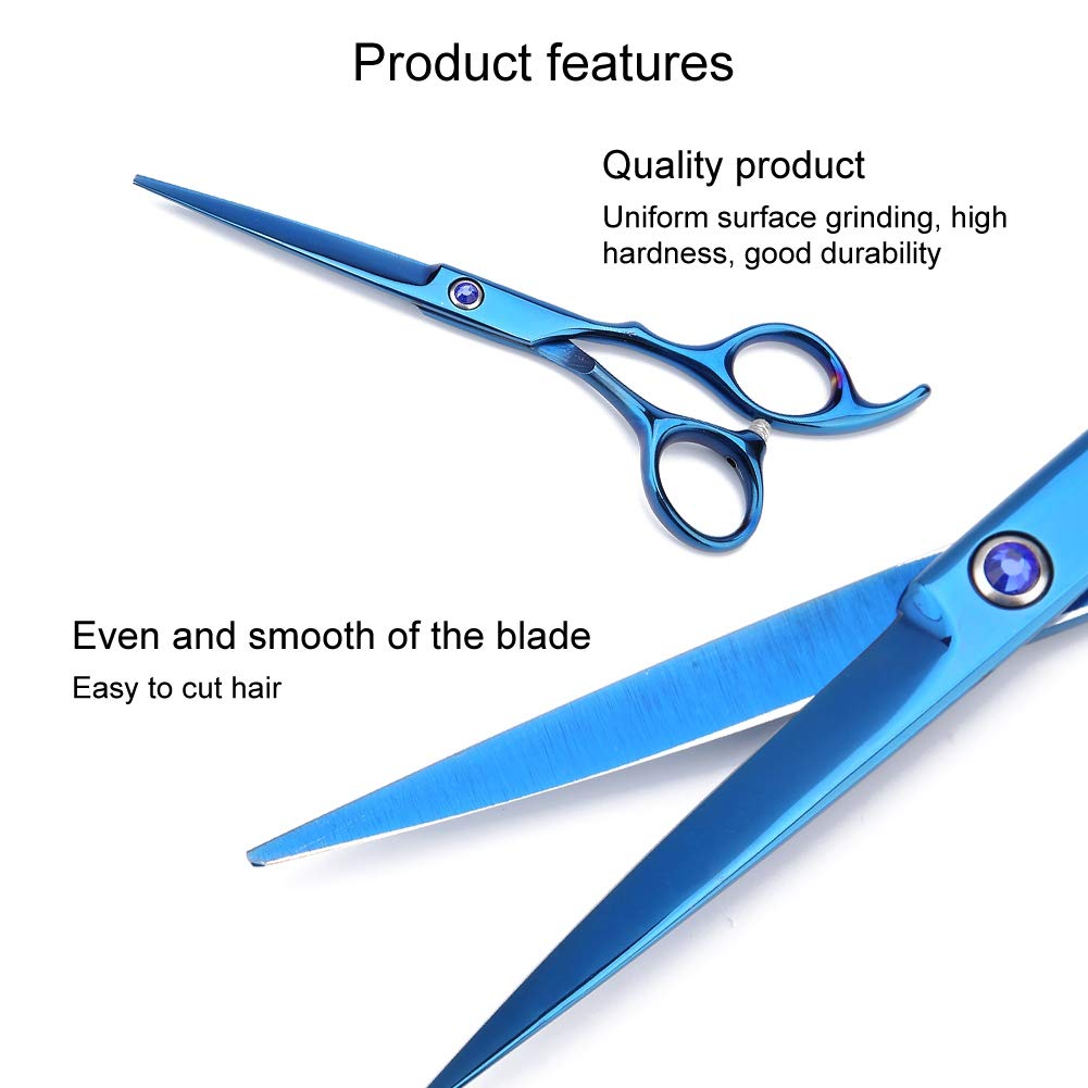 Hairdressing Scissors,6.7 Inch Stainless Steel Professional Hair Cutting Cutting&Thining Hair Scissors,Suitable for Families/Pets/Professional Barber Salon(Blue Flat Shear) - Image 2