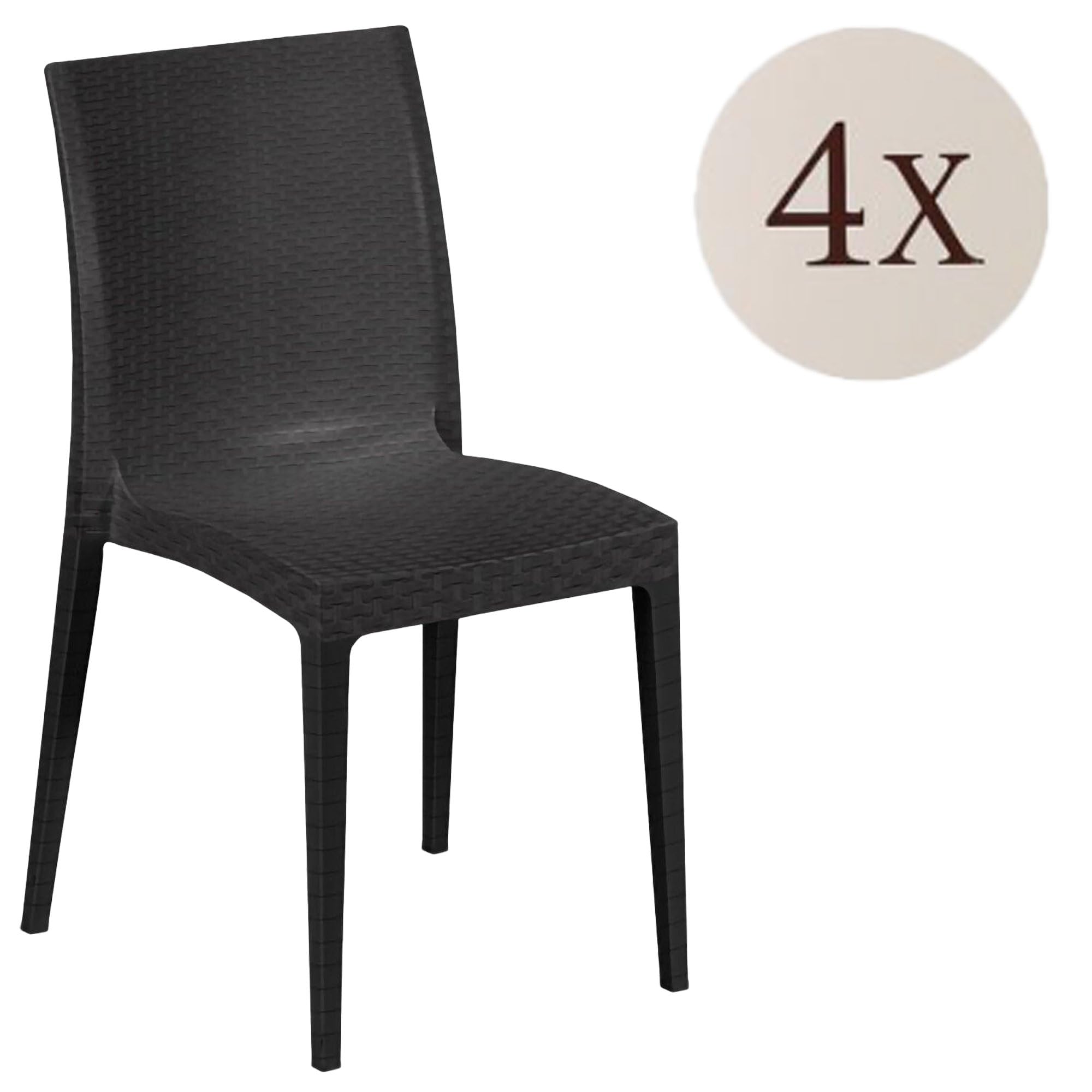 Dmora - Set di 4 sedie da Esterno Palizzolo, Sedia Outdoor salvaspazio, Impilabile, Perfetta per Giardini e verande, Made in Italy, 42x48 h81 cm, Antracite
