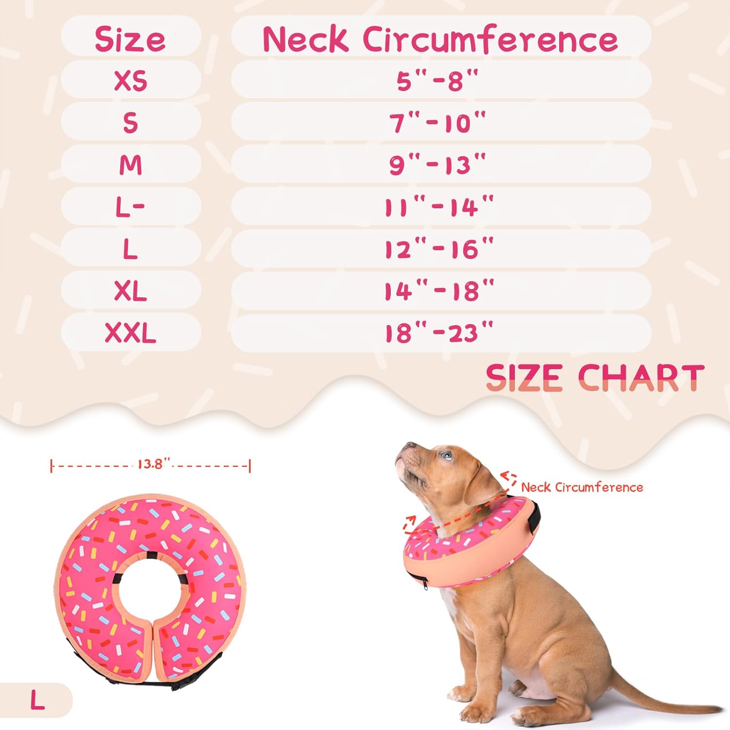 Supet Inflatable Dog Cone Collar Alternative After Surgery, Pet Neck Donut Collar Recovery E Collar for Neuter, Soft Dog Cone for Small Medium Large Dogs