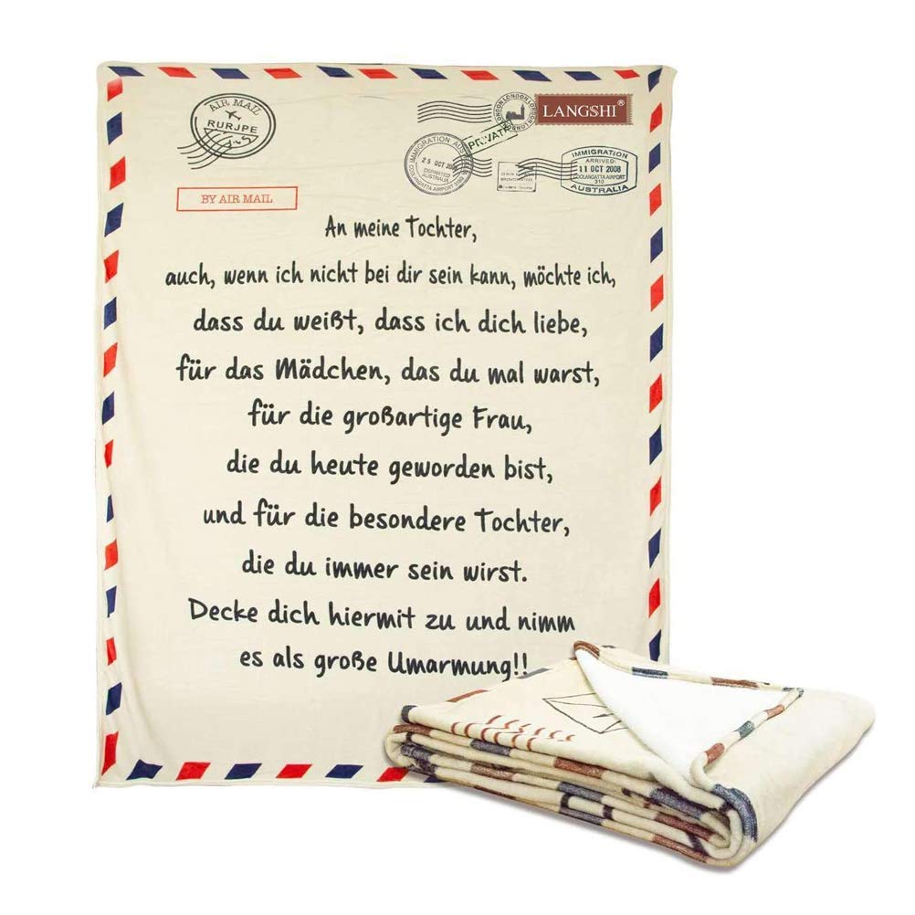 1 x German Letters Blanket Ein Mein Sohn and Mein Tochter to Son Daughter Super Soft Blanket Winter Heat Post Blanket for Kid Birthday Winter