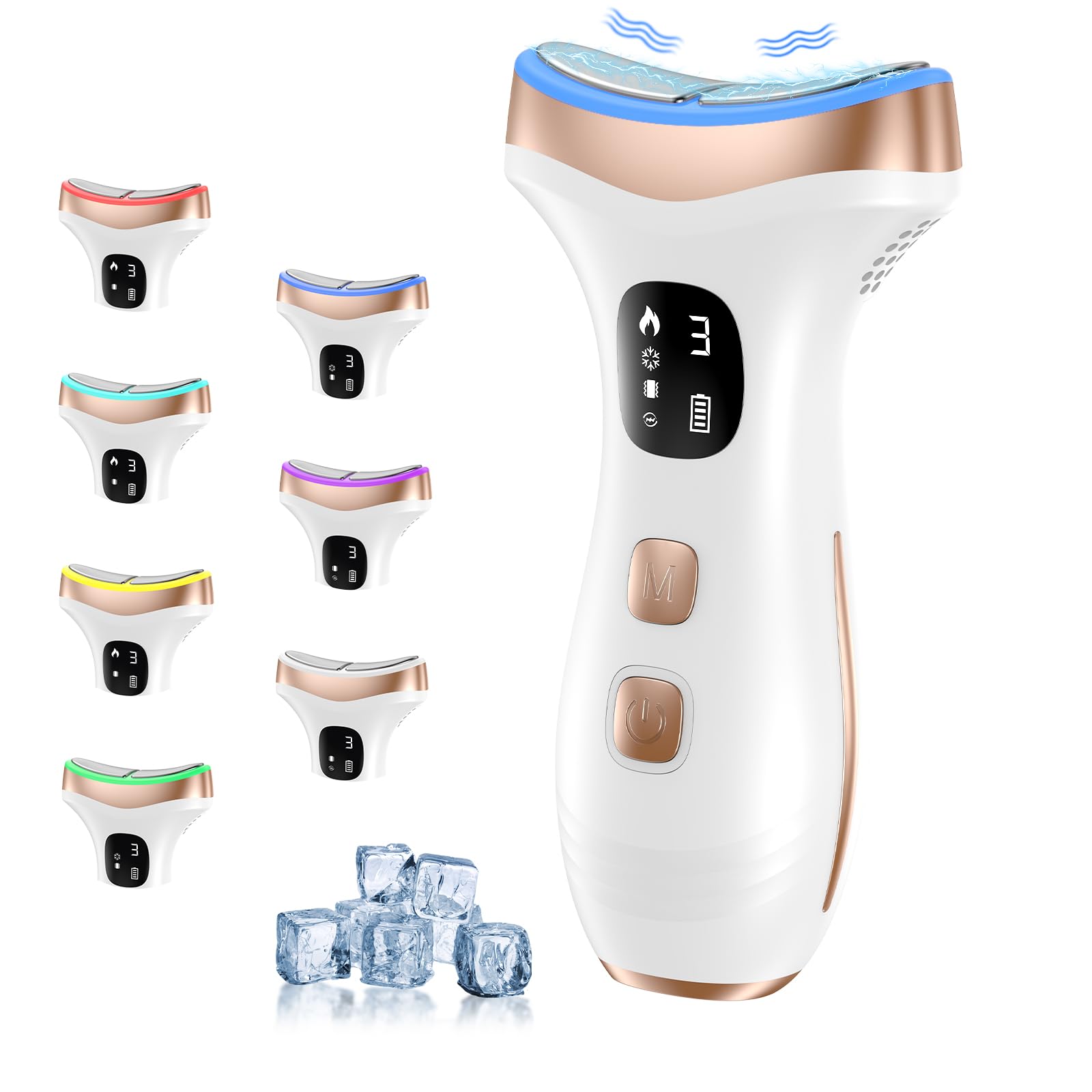 Electric Lifting Face Massager Anti-Wrinkle: Beauty Device at 15°C Cold and 45°C Hot Therapy – Face Massager with 7 Modes 7 LEDs – EMS Gua Sha Radio Frequency Firming Neck Face