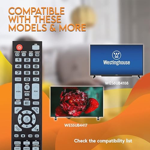 Miniatura 3 de Mando a distancia de repuesto OEM TY-49B para Westinghouse LED HD DVD WD24HBB6106 WD40FX1170 WD40HB6106 WD48FAB100 WD32HD1120-C WD24HAB101 WD40HB6106