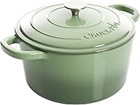 Vista 1 de Crock-Pot Artisan - Horno holandés redondo de hierro fundido esmaltado, 7 cuartos de galón, color verde pistacho