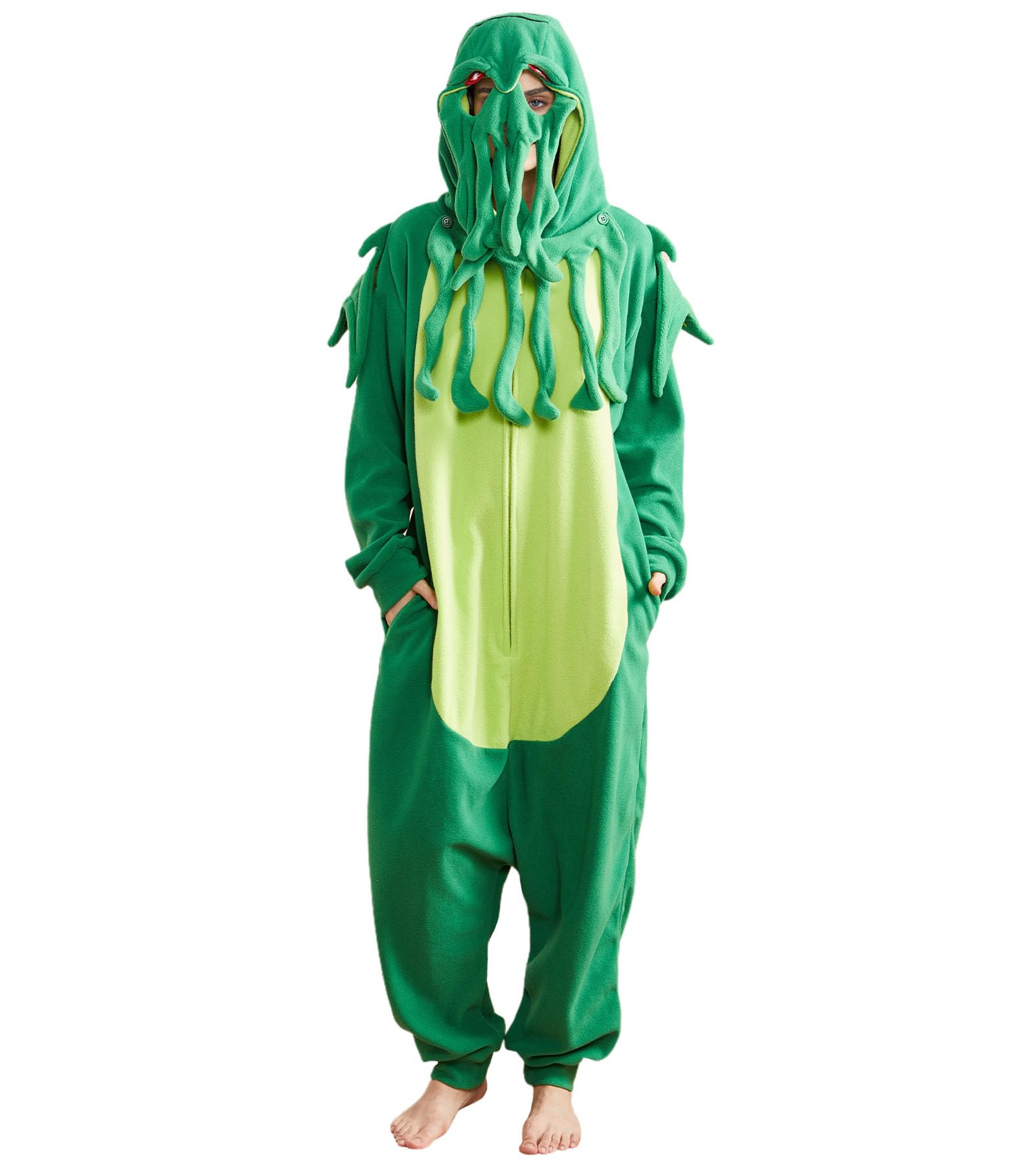 Unisex Pigiama Animale Misteriose Adulto Tuta Verde Costume di Carnevale Festa di Halloween Cosplay Onesie Donne Uomini