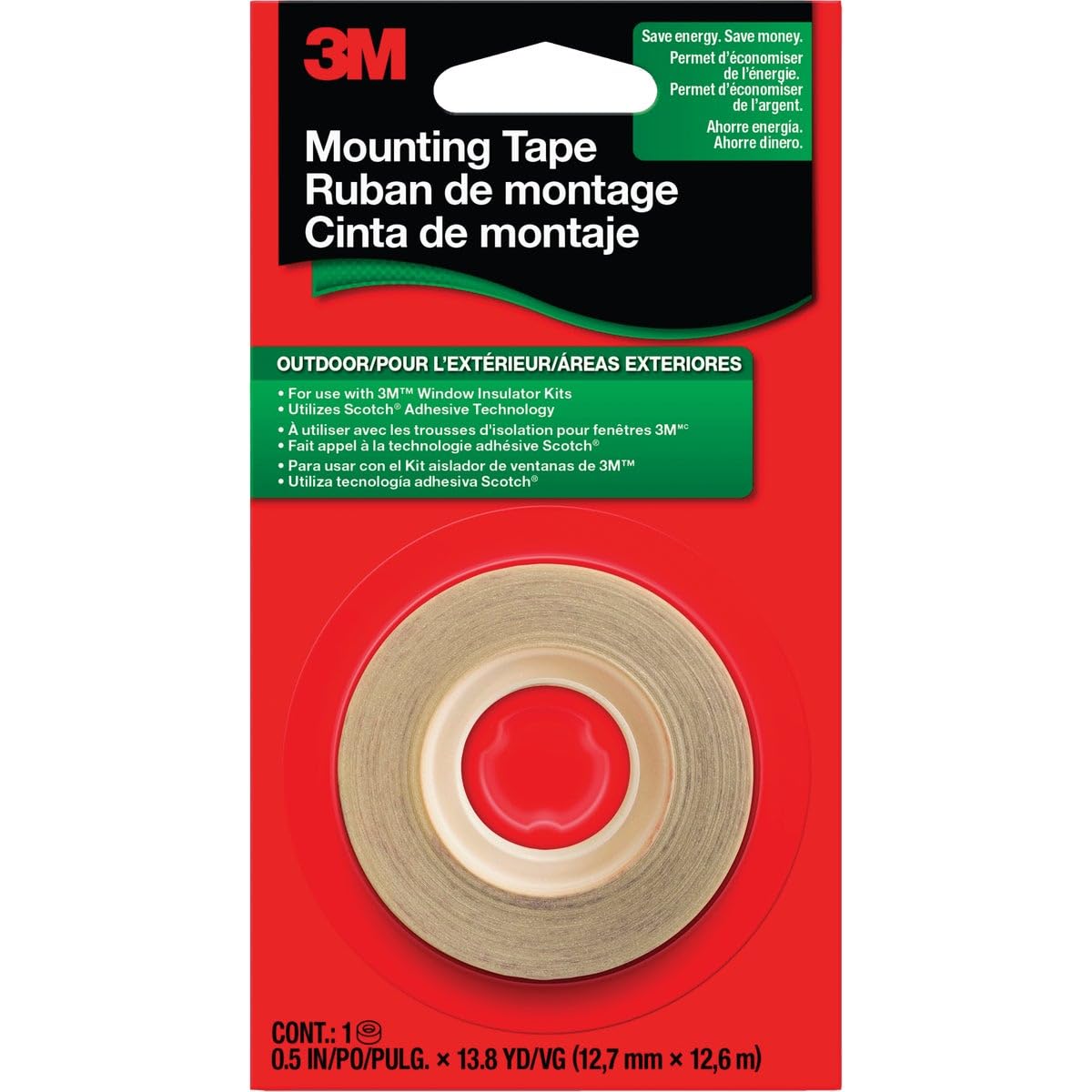 3M 2175 zewnętrzna taśma izolacyjna do montażu na zewnątrz, 13,8 m x 13,8 metra EXT, przezroczysta, okna i drzwi