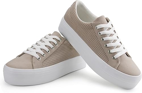 Miniatura 6 de JABASIC Zapatos deportivos de plataforma para mujer, transpirables, informales, con cordones, zapatos para caminar a la moda