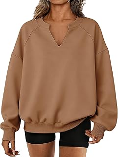 YOLAI Oversized Sweatshirt for Women V Neck Fleece Long Sleeve Pullover Dressy Casual Cute Pullover Tops 2025 Fall Clothes