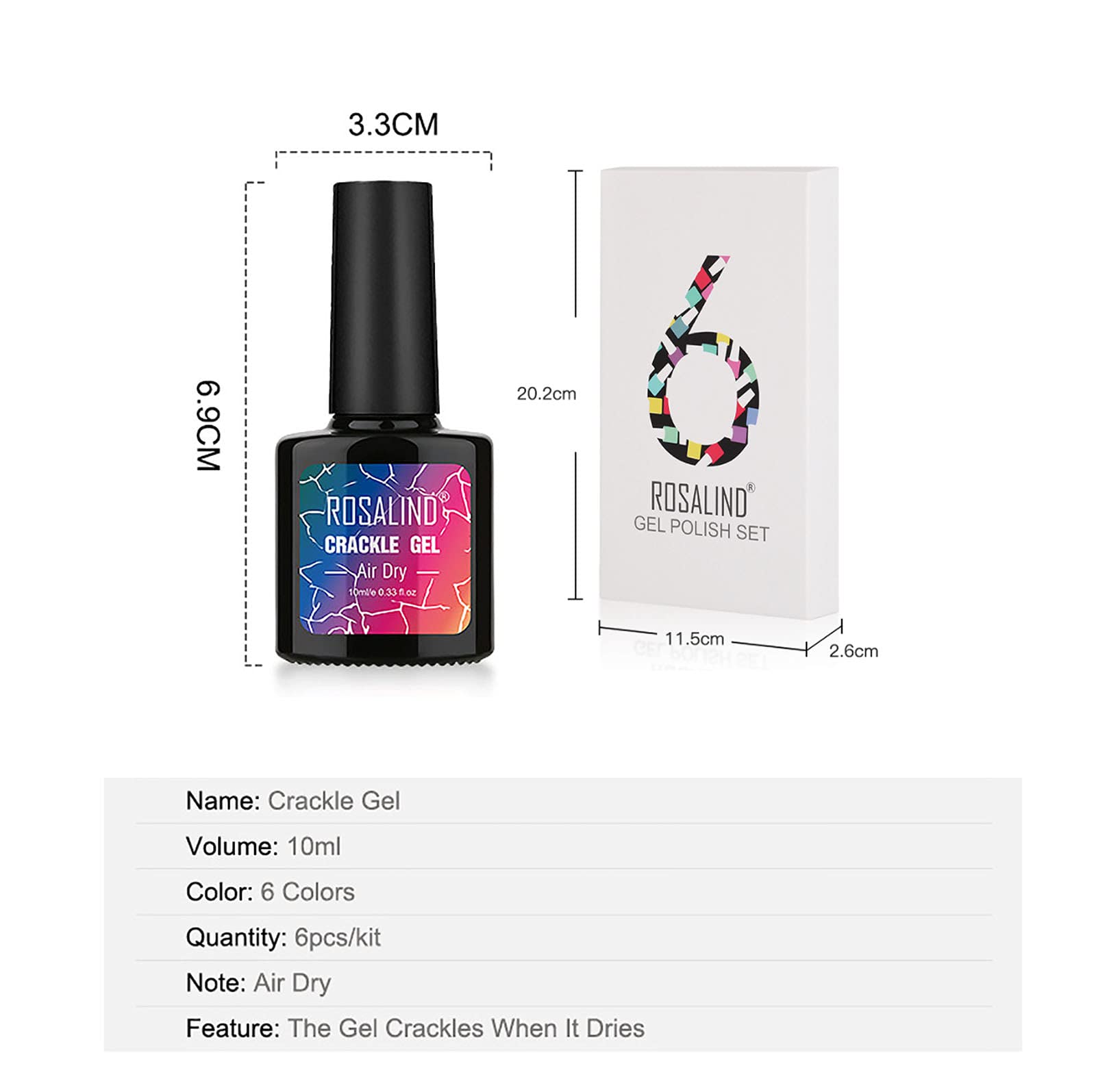 6 Colori Crack Gel Smalto per Unghie Tartaruga a Forma di Conchiglia UV Nail Art Lacca Crepa Automatica Gel per Unghie per Manicure
