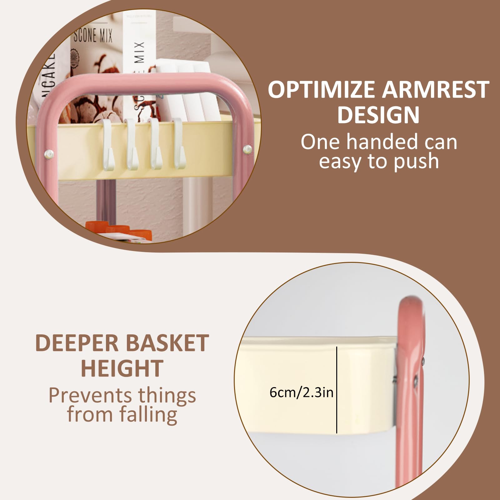 Carrito de almacenamiento de metal de 3 niveles con ruedas, carrito de cocina con asa, carrito de almacenamiento de malla para manualidades, carrito de baño, estante para verduras y organizador