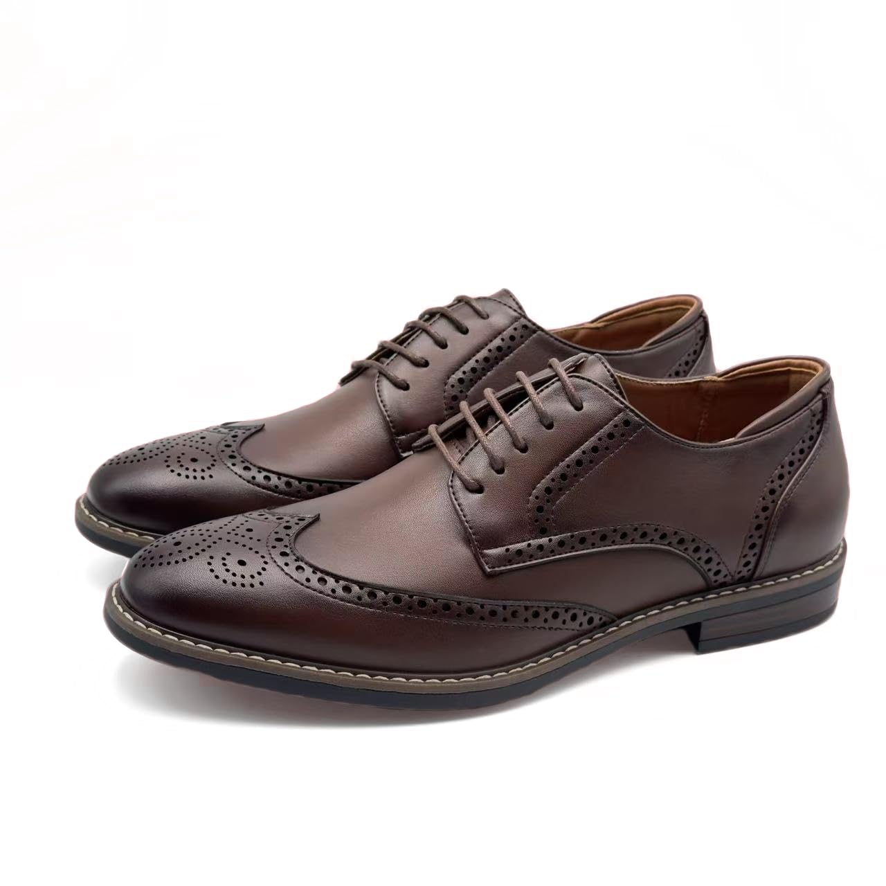 Finishing & Sewing Scarpe da uomo con punta ad ali stile classico brogue, scarpe stringate Oxford