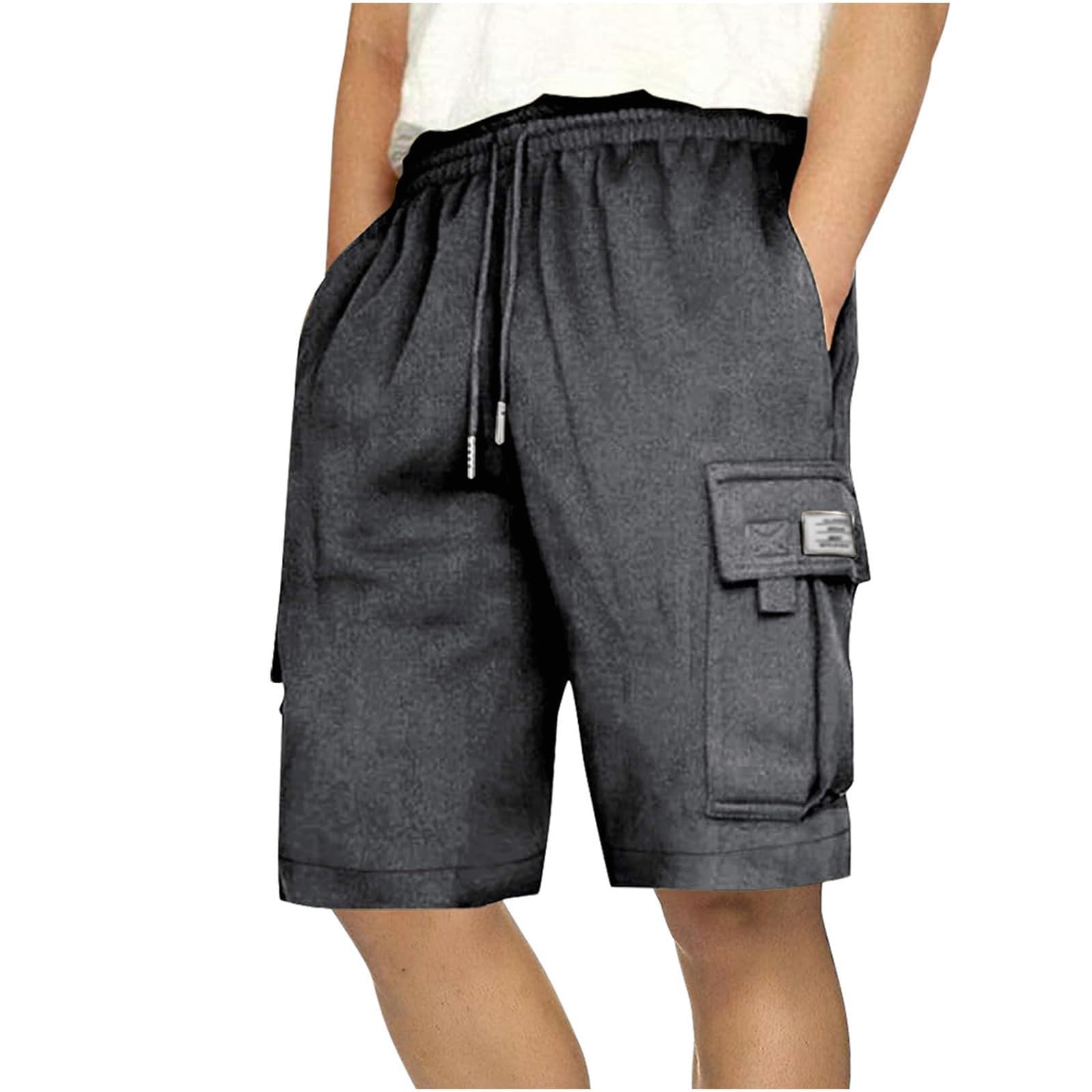 Sweat Shorts Men Baggy Drawstring Elastic Waist Cargo Shorts with Pockets Athletic Workout Running Hiking SweatShorts