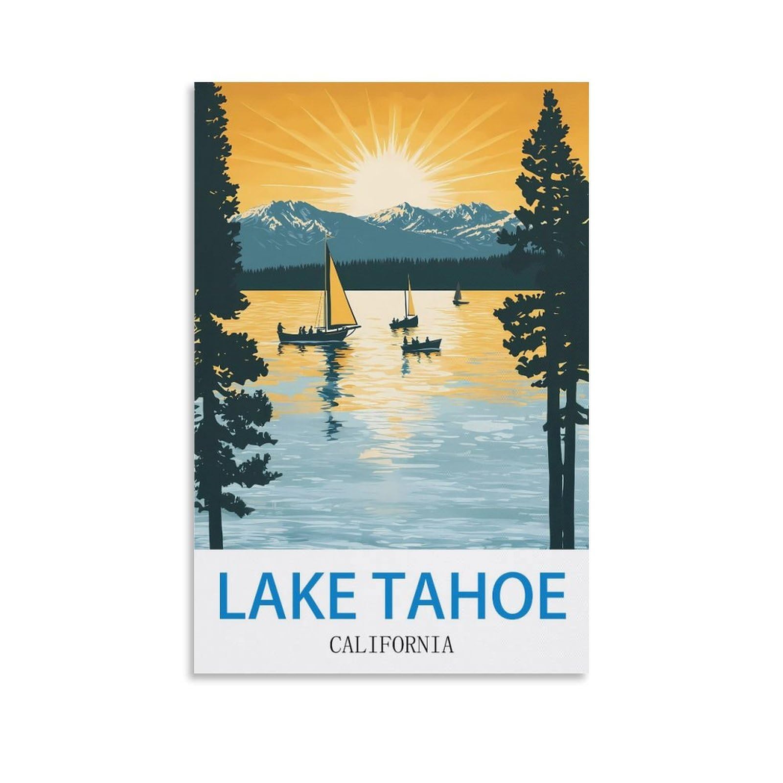 EZMLFA Diamond Art Kits Adults,Lake Tahoe California,5D Dimond Picture, Crystal Gem Art Crafts for Boys Girls, DIY Mosaic Creations Set for Home Decor 50x60cm