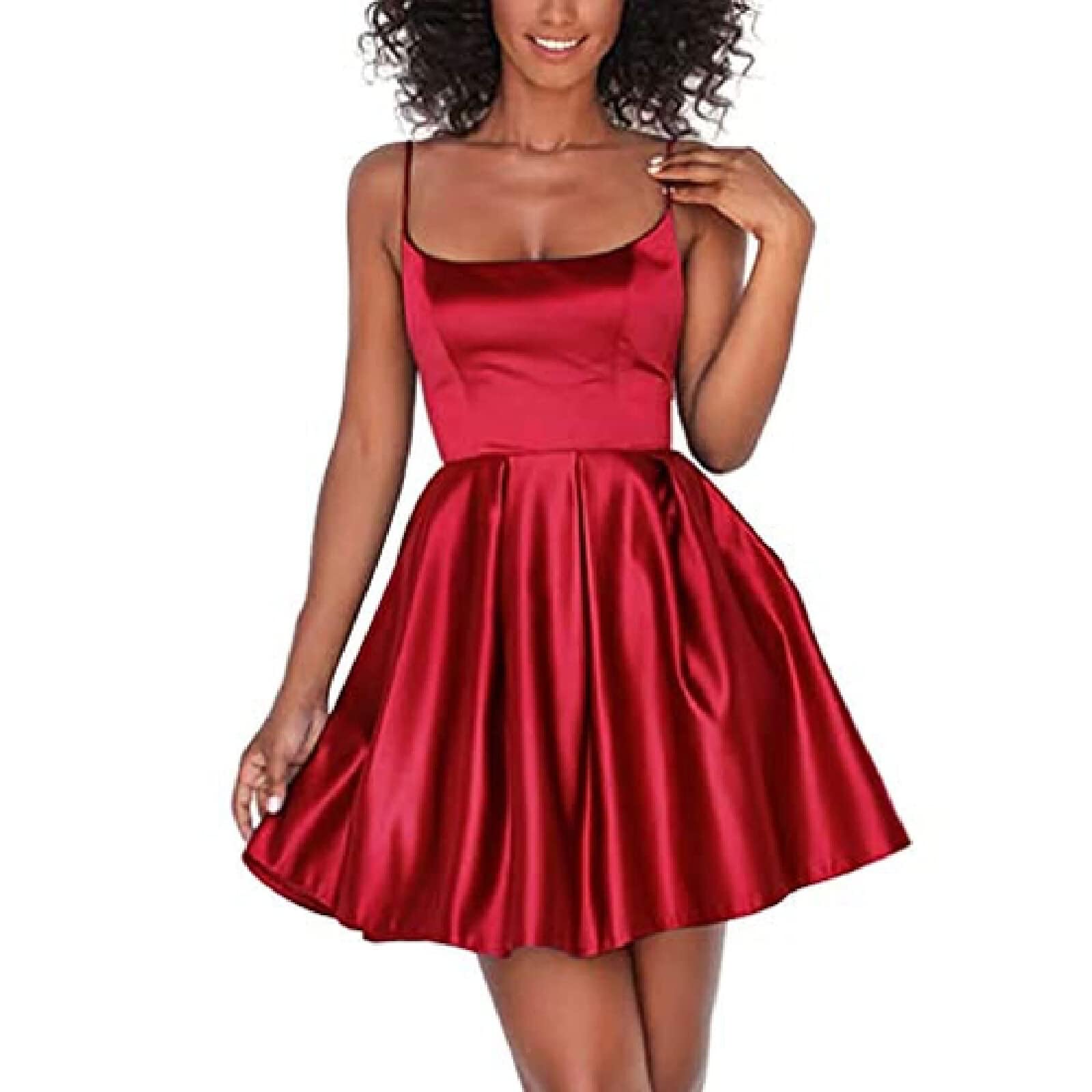 yhfshop Solid color mini short party dress,Prom Dress,Evening Dress,Bridesmaid  Dresses,Homecoming Dresses-Crimson-6 : Amazon.co.uk: Fashion