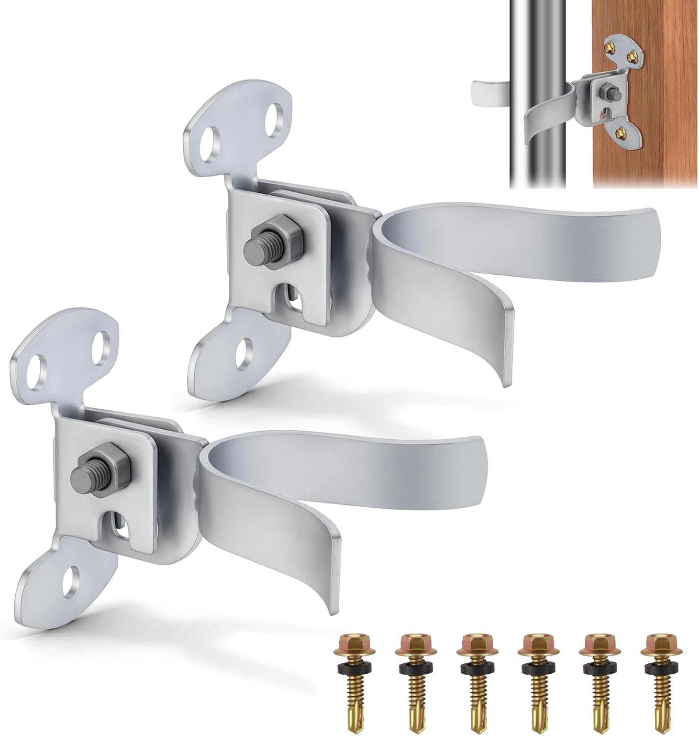 2 PCS 1-3/8" Flat Back Wall Mount Chain Link Fork Latch, Gate Latches for Metal Gates with Screws or Lag Bolt for Gate Frames, Gate Fork Latch with Padlock Hole, for Gate Frames, Wooden Gate Post