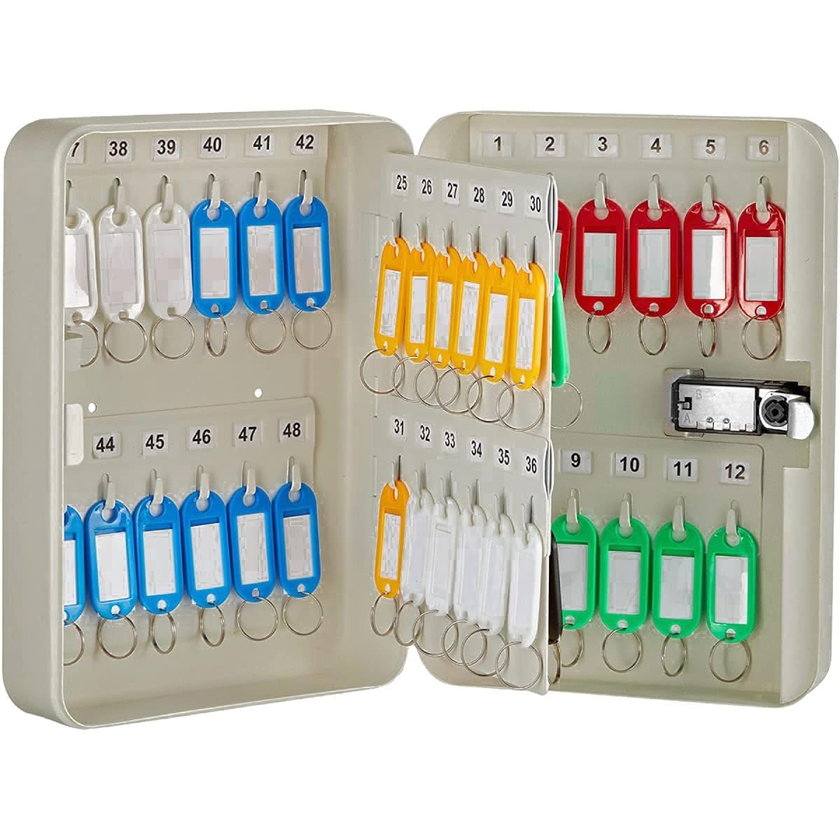oddpod™ 48 Keys Numeric Lock Metal Wall-Mount Security Key Box/Safe Cabinet with Key Tags (Grey)