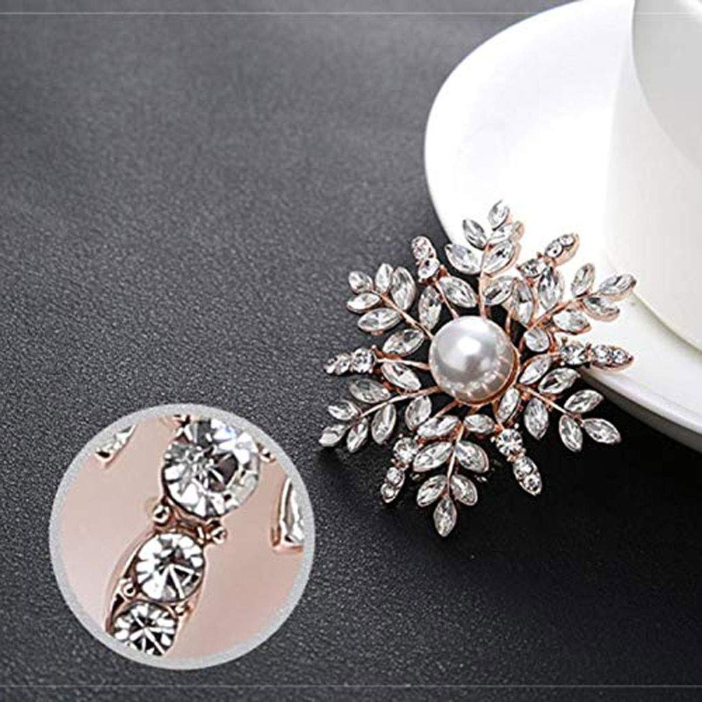 Broche Mujer Creativo Diamante Forma De Copo De Nieve Broche, Broche De Diamantes De Imitación De Cristal Joyería Vestido Bufanda Chal Clip