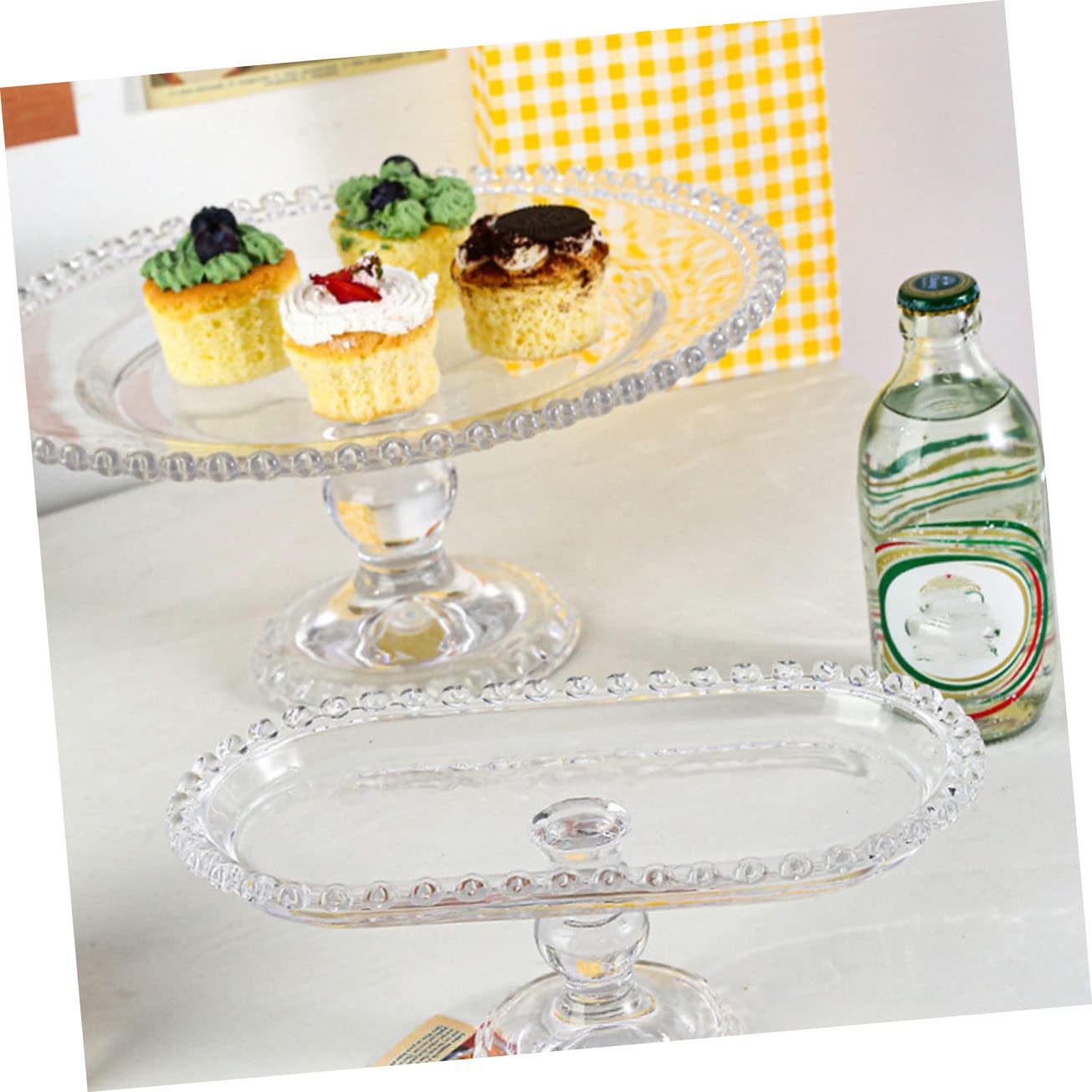 Vassoio per Frutta in Stile Europeo, Vassoio per Dessert e Snack in Vetro, Piatto con Base Alta per Tavolo da Soggiorno