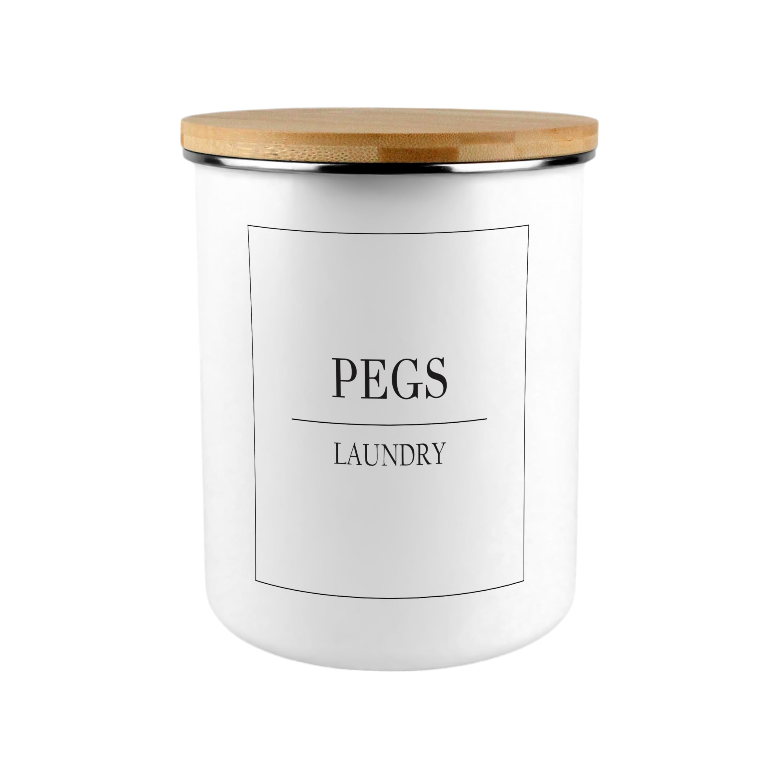 Minimalistic Pegs Canister - Large Enamel Monochrome Laundry Jar