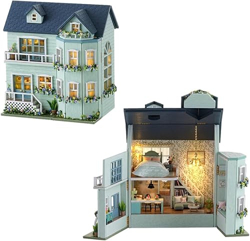WYD Mini Home Series - Kit de muebles de casa de muñecas en miniatura de estilo europeo, modelo de construcción de casa pequeña con luz LED, disponible en Yaxa Venezuela