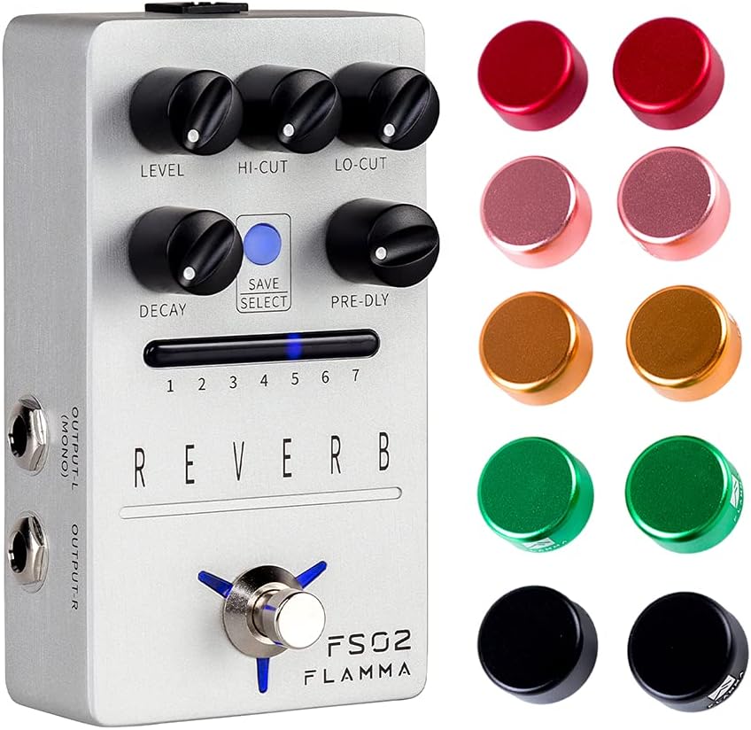 FLAMMA Stereo Reverb Pedal with 10 Pcs Barefoot Pedal Buttons