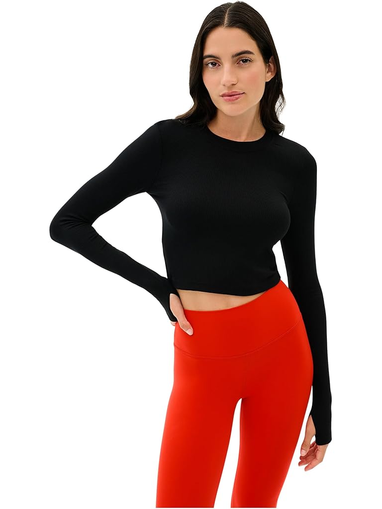 Black Splits59 Louise Rib Long Sleeve Crop