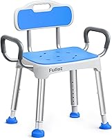 FULLOT Widened Shower Chair: 400 lbs Heavy Duty with Padded Arms & Back, Adjustable Non-Slip Seat for Elderly, Disabled & Tub Use