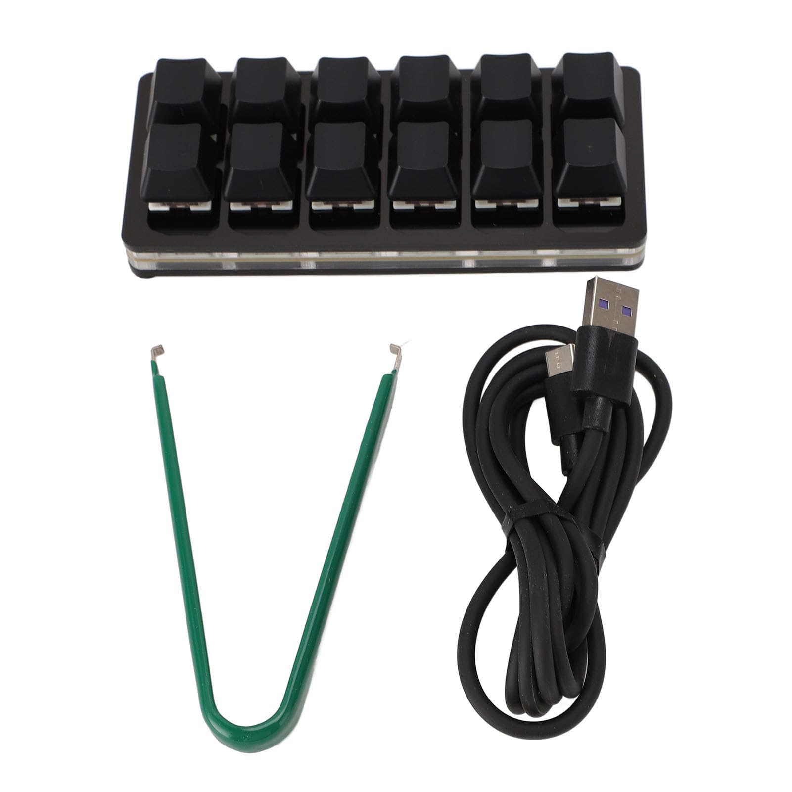 Dpofirs Teclado Mecánico para Juegos de 12 Teclas, Teclados RGB para Juegos de PC, Interruptor Rojo Mecánico, Teclado con una Mano, Teclado con Cable, Teclado Programable e (Black)