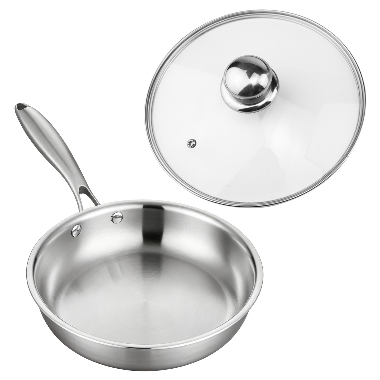 MALSSE Commercial Grade Stainless Steel Frying Pan Nonstick Surfaces Dishwasher Safe Cookware for Daily Use Stainless Steel Cookware