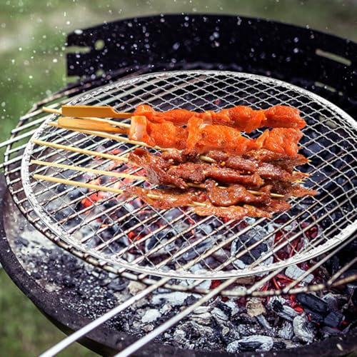 BEBEMOKO 10Pcs Disposable Metal Grill Grate for Outdoor BBQ Round Cooking Rack Lightweight Wire Mesh Cooking Grid for Grilling and Campfire Use - Thumbnail 2