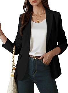 Womens One Button Blazer Casual Open Front Long Sleeve Suit Jackets Busi...