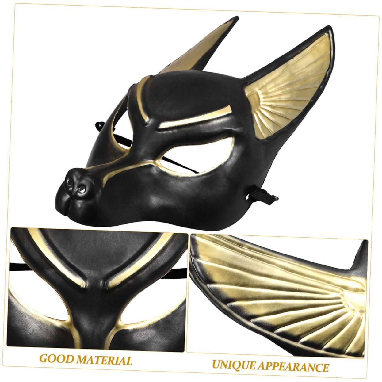 Alipis Anubis Mask Halloween 3D Egyptian Mask Wolf Masquerade Cosplay Prop Animal Prop Animal Masquerade Egyptian Cosplay Costume Accessory Support Black Plastic - Image 3