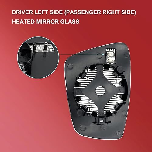 Miniatura 4 de Espejo calefactable de repuesto de vidrio para Volkswagen VW Passat Jetta Beetle 2011-2018, paso izquierdo, vidrio convexo con soporte trasero